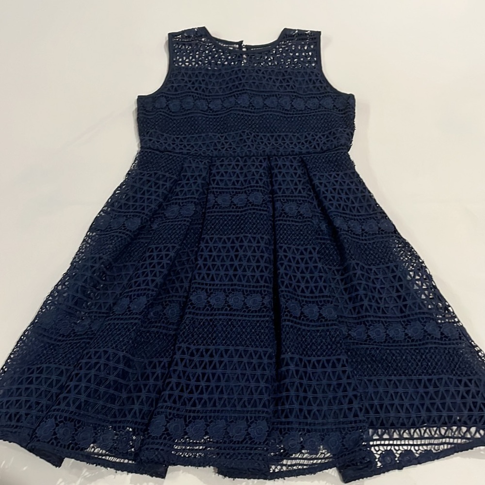 EUC Bardot Junior navy blue lace dress; size 18